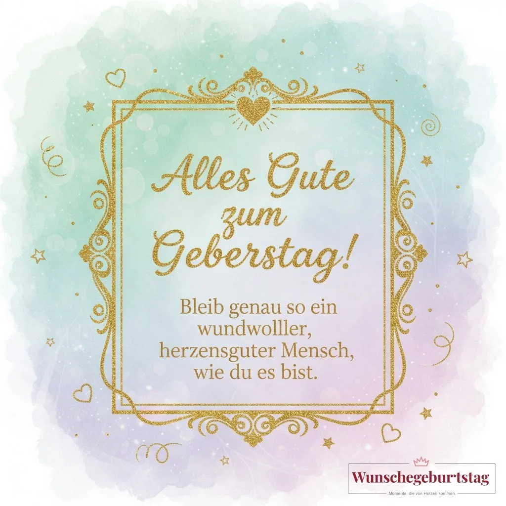 Alles Gute zum Geburtstag! Bleib genau so ein wundervoller, herzensguter Mensch, wie du es bist. - Geburtstagswünsche Mutter