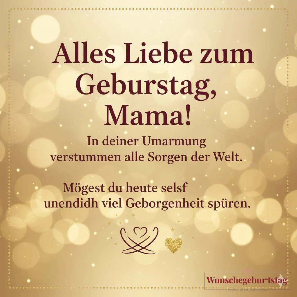 Alles Liebe zum Geburtstag, Mama! In deiner Umarmung verstummen alle Sorgen der Welt. Mögest du heut - Geburtstagswünsche Mutter