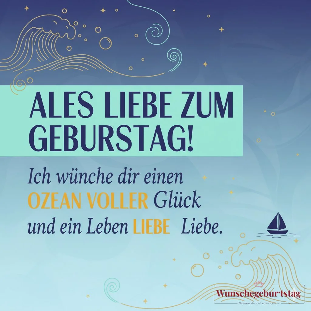 Alles Liebe zum Geburtstag! Ich wünsche dir einen Ozean voller Glück und ein Leben voller Liebe.