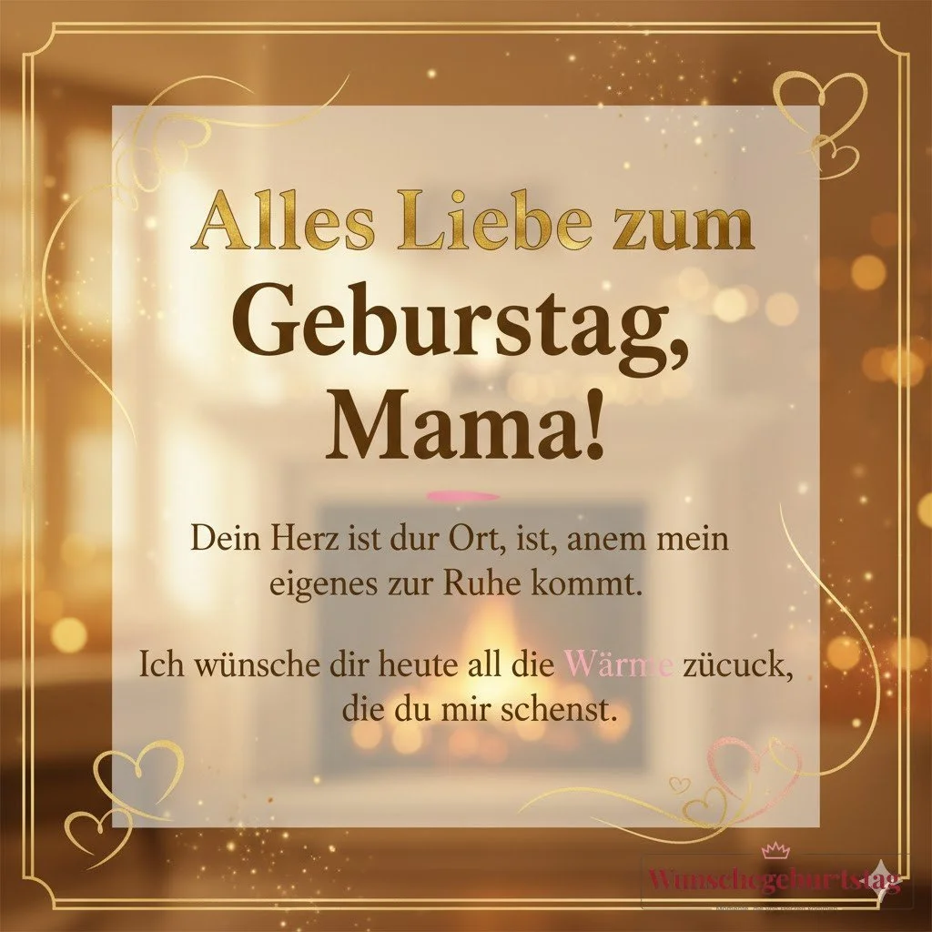 Alles Liebe zum Geburtstag, Mama! Dein Herz ist der Ort, an dem mein eigenes zur Ruhe kommt. Ich wünsche dir heute all die Wärme zurück, die du mir schenkst.