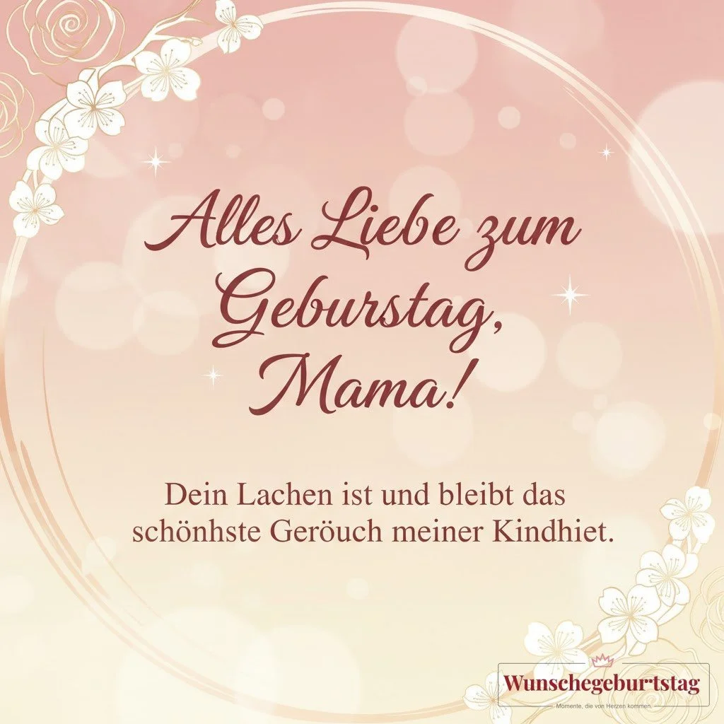 Alles Liebe zum Geburtstag, Mama! Dein Lachen ist und bleibt das schönste Geräusch meiner Kindheit. - Geburtstagswünsche Mutter