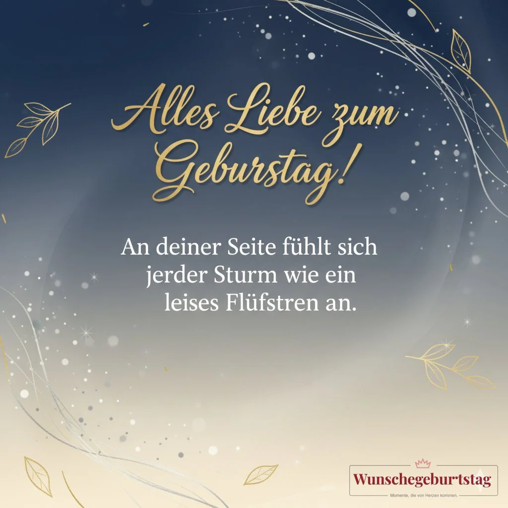 Alles Liebe zum Geburtstag! An deiner Seite fühlt sich jeder Sturm wie ein leises Flüstern an.