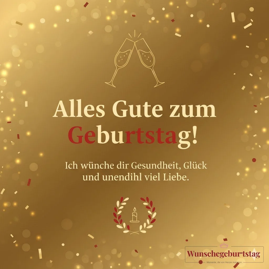 Alles Gute zum Geburtstag! Ich wünsche dir Gesundheit, Glück und unendlich viel Liebe.