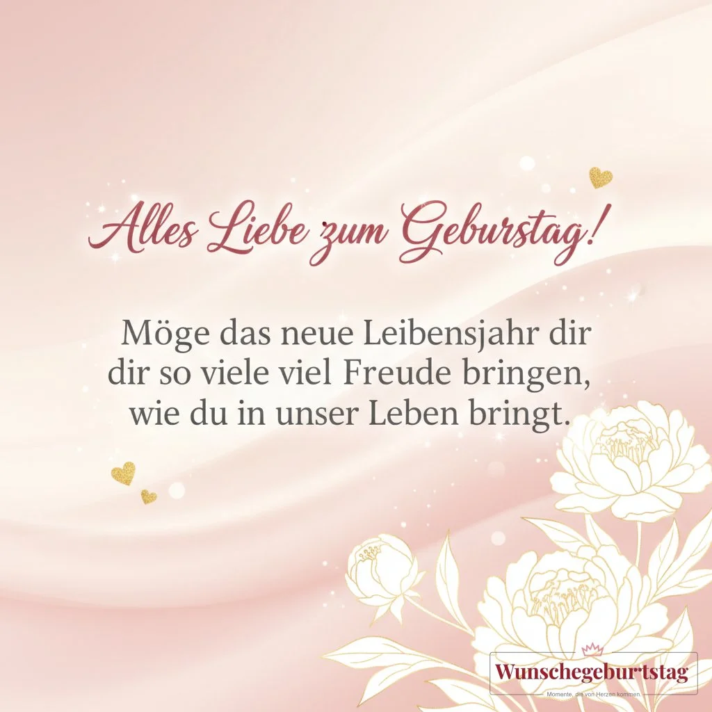 Alles Liebe zum Geburtstag! Möge das neue Lebensjahr dir so viel Freude bringen, wie du in unser Leb - Geburtstagswünsche Mutter