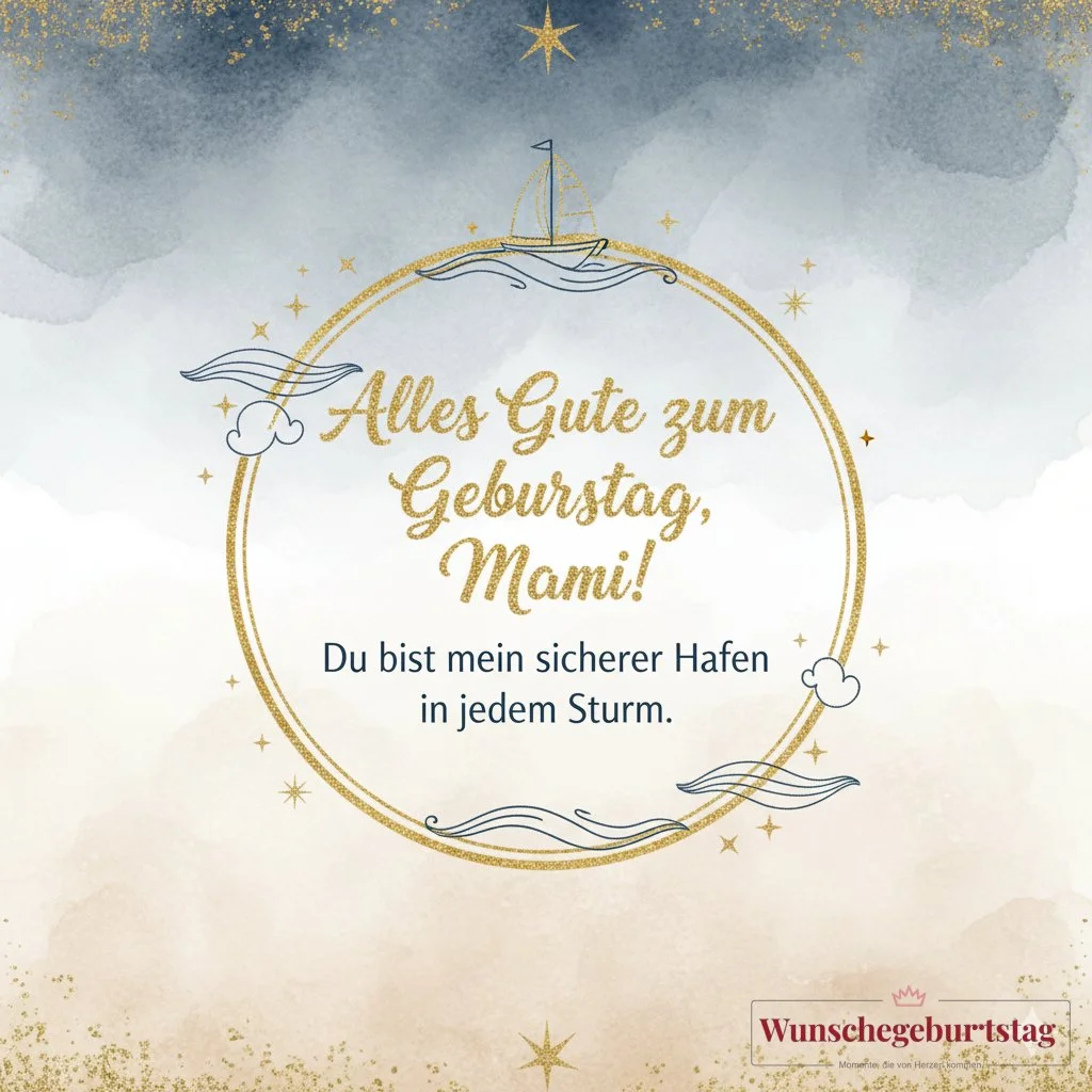 Alles Gute zum Geburtstag, Mami! Du bist mein sicherer Hafen in jedem Sturm. - Geburtstagswünsche Mutter