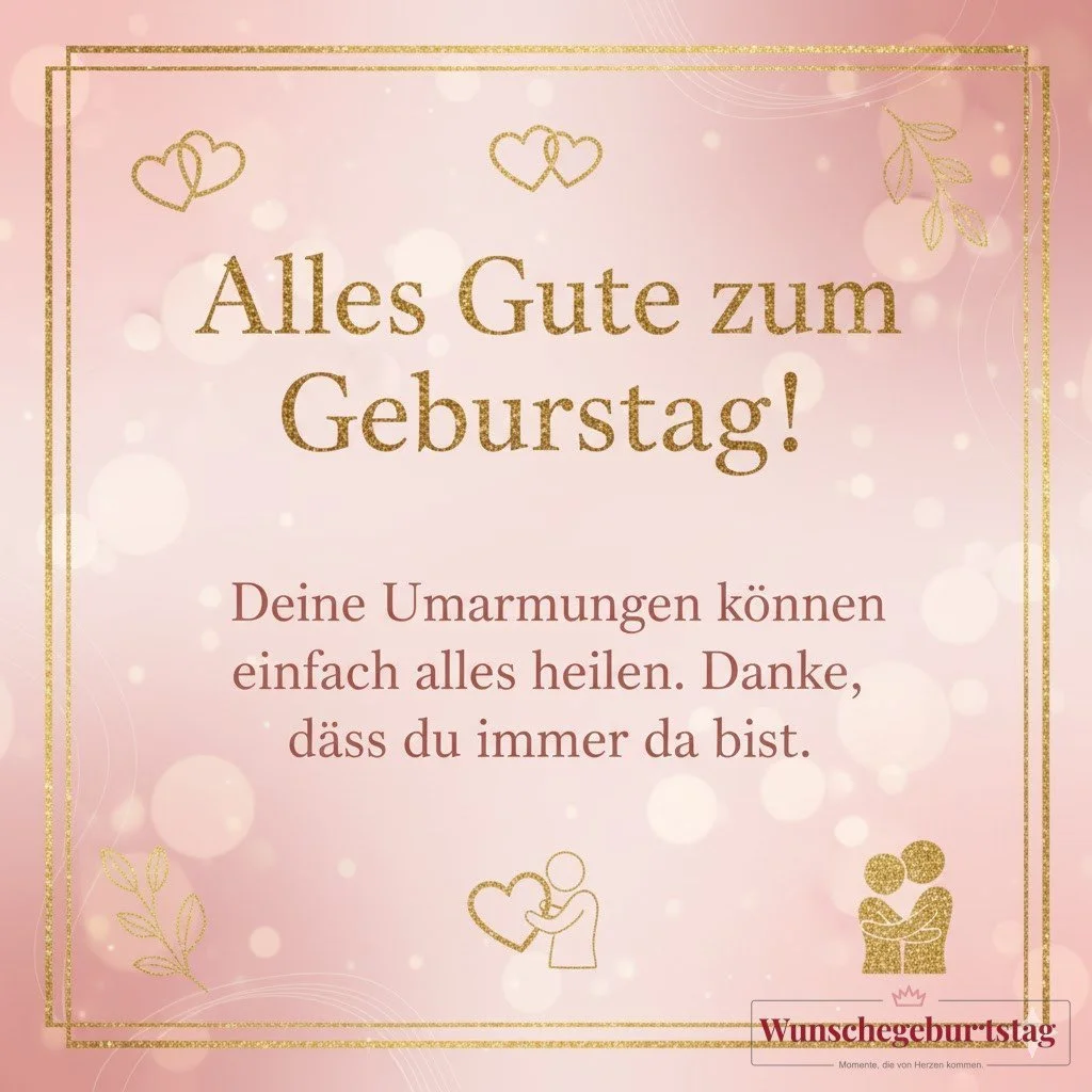 Alles Gute zum Geburtstag! Deine Umarmungen können einfach alles heilen. Danke, dass du immer da bis - Geburtstagswünsche Mutter