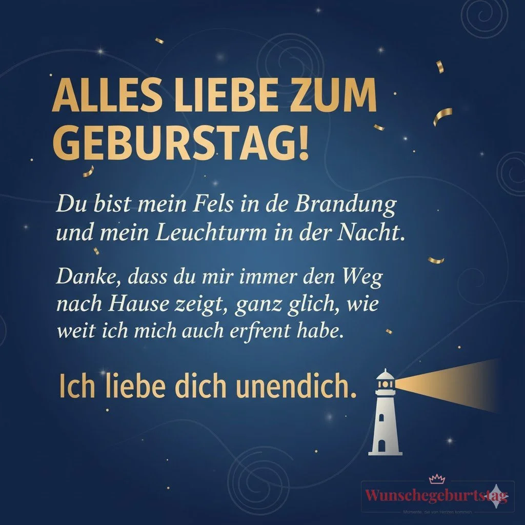 Alles Liebe zum Geburtstag! Du bist mein Fels in der Brandung und mein Leuchtturm in der Nacht. Dank - Geburtstagswünsche Mutter