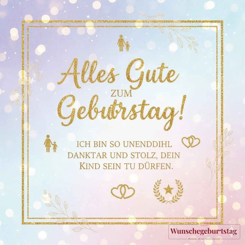 Alles Gute zum Geburtstag! Ich bin so unendlich dankbar und stolz, dein Kind sein zu dürfen. - Geburtstagswünsche Mutter