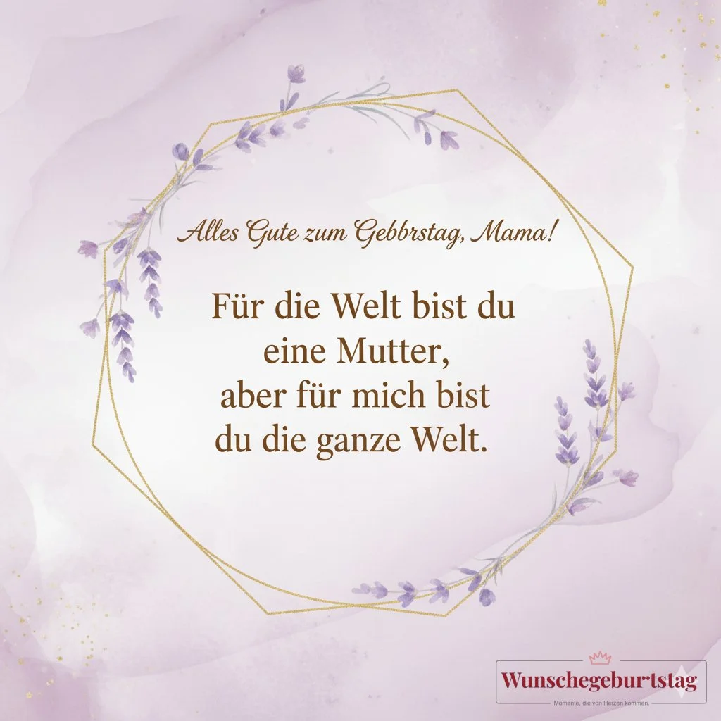 Alles Gute zum Geburtstag, Mama! Für die Welt bist du eine Mutter, aber für mich bist du die ganze W - Geburtstagswünsche Mutter