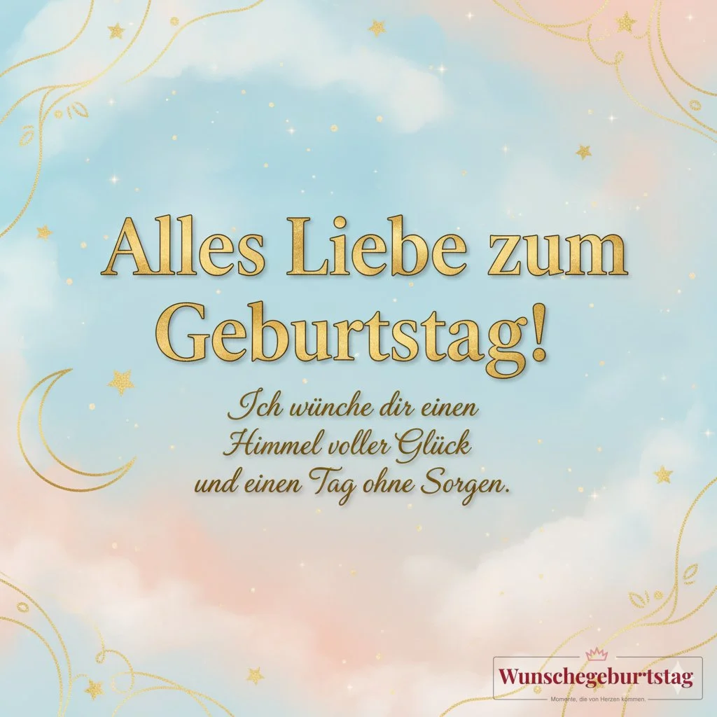 Alles Liebe zum Geburtstag! Ich wünsche dir einen Himmel voller Glück und einen Tag ohne Sorgen. - Geburtstagswünsche Mutter