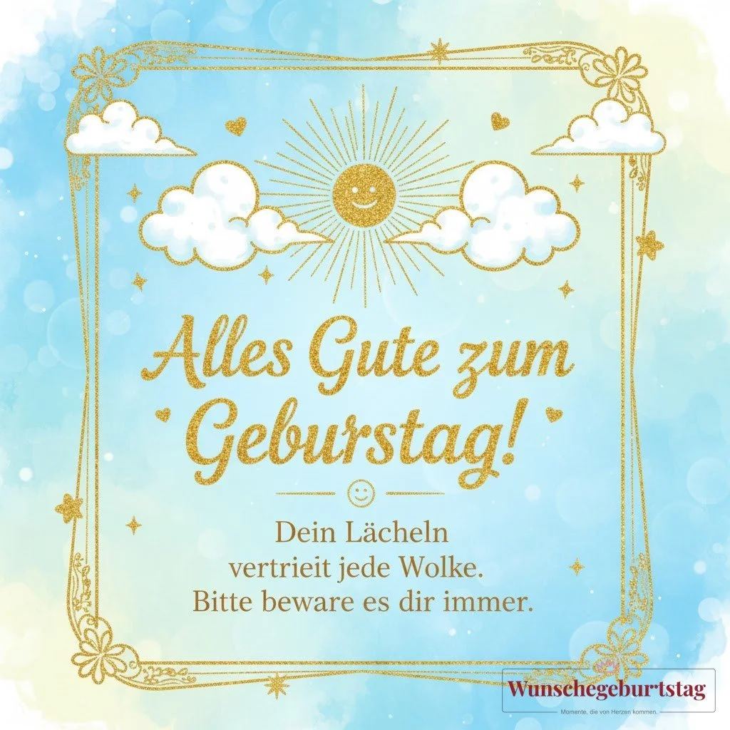 Alles Gute zum Geburtstag! Dein Lächeln vertreibt jede Wolke. Bitte bewahre es dir immer. - Geburtstagswünsche Mutter