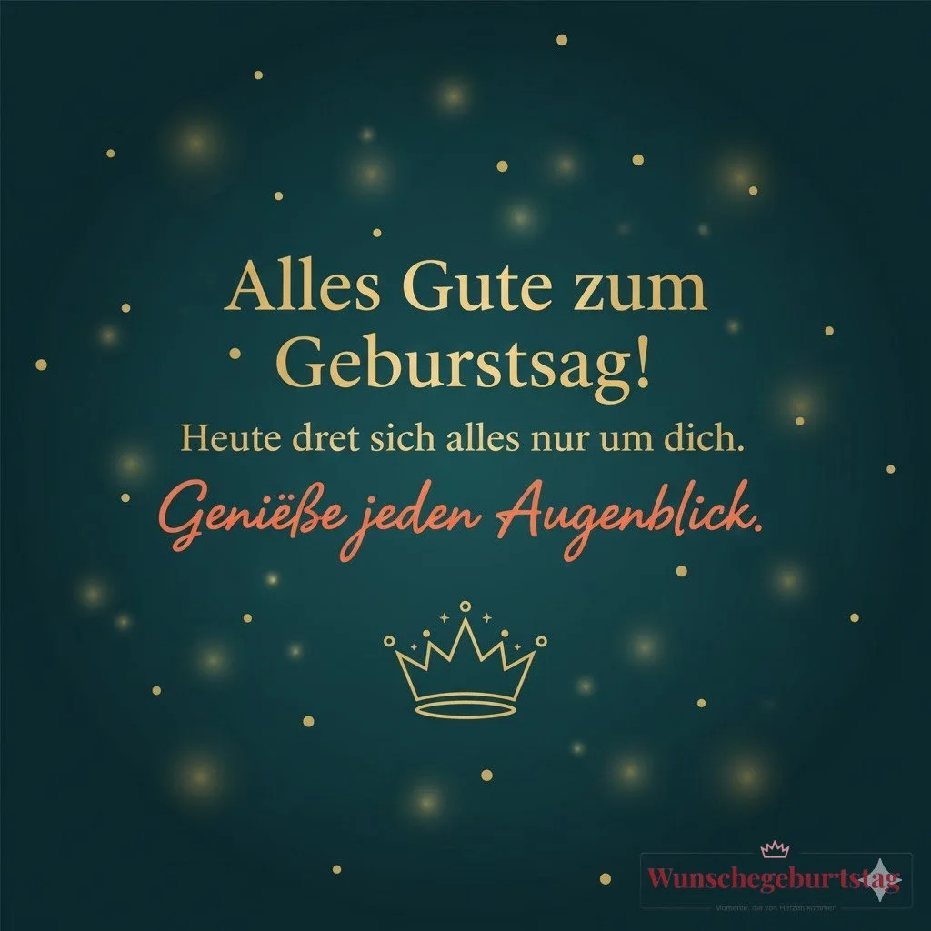 Alles Gute zum Geburtstag! Heute dreht sich alles nur um dich. Genieße jeden Augenblick.