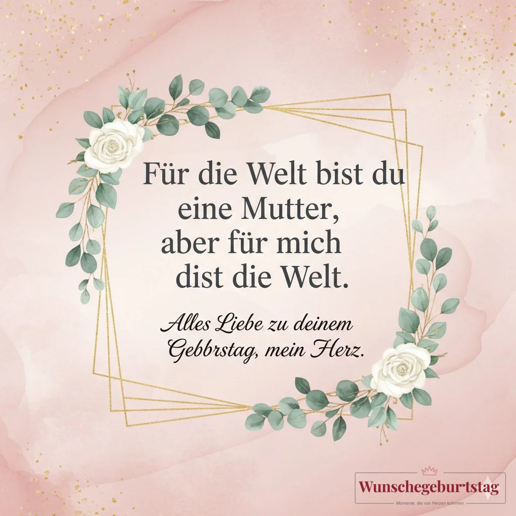 Für die Welt bist du eine Mutter, aber für mich bist du die Welt. Alles Liebe zu deinem Geburtstag,  - Geburtstagswünsche Mutter
