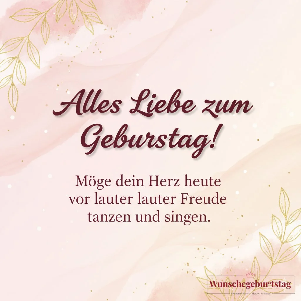 Alles Liebe zum Geburtstag! Möge dein Herz heute vor lauter Freude tanzen und singen. - Geburtstagswünsche Mutter