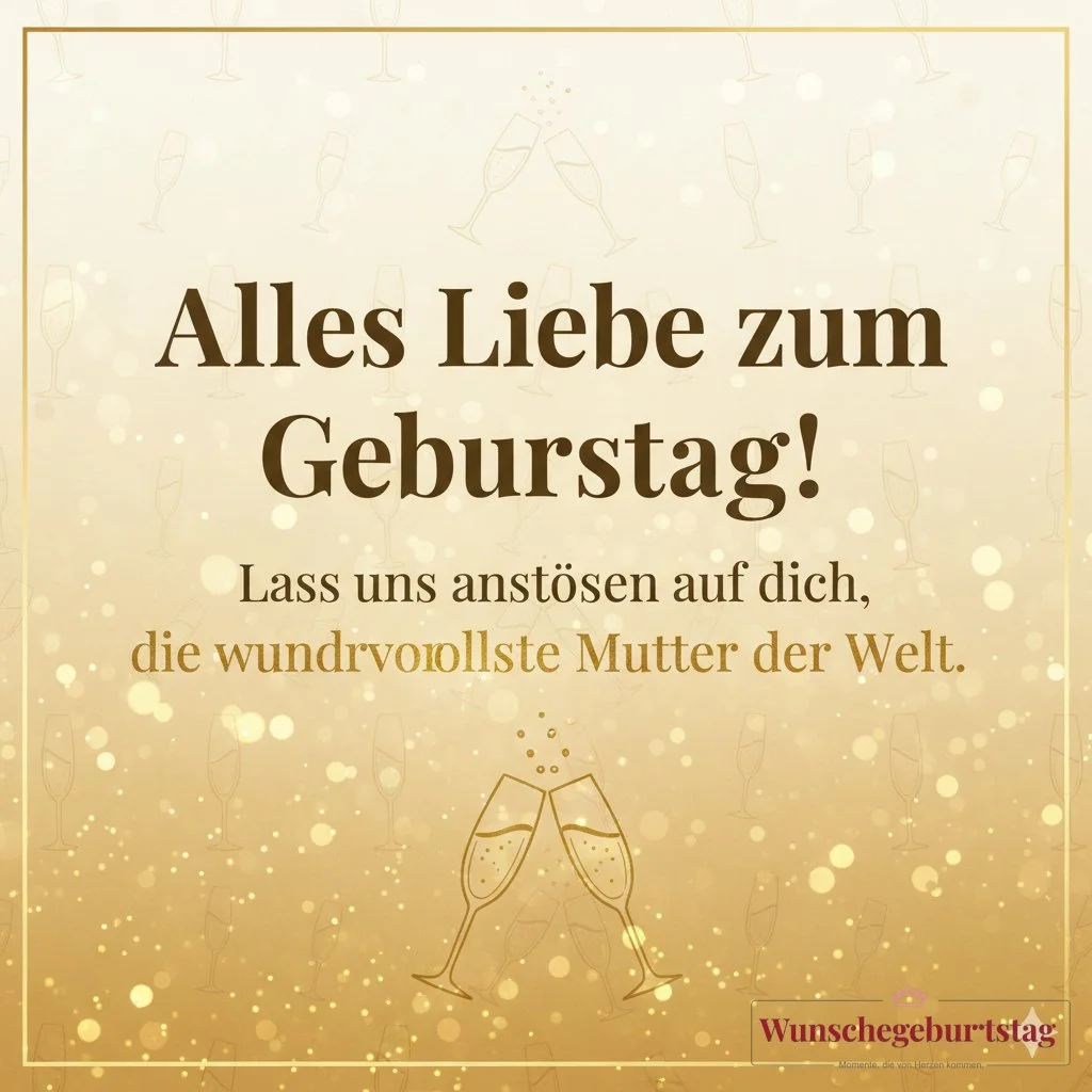 Alles Liebe zum Geburtstag! Lass uns anstoßen auf dich, die wundervollste Mutter der Welt.