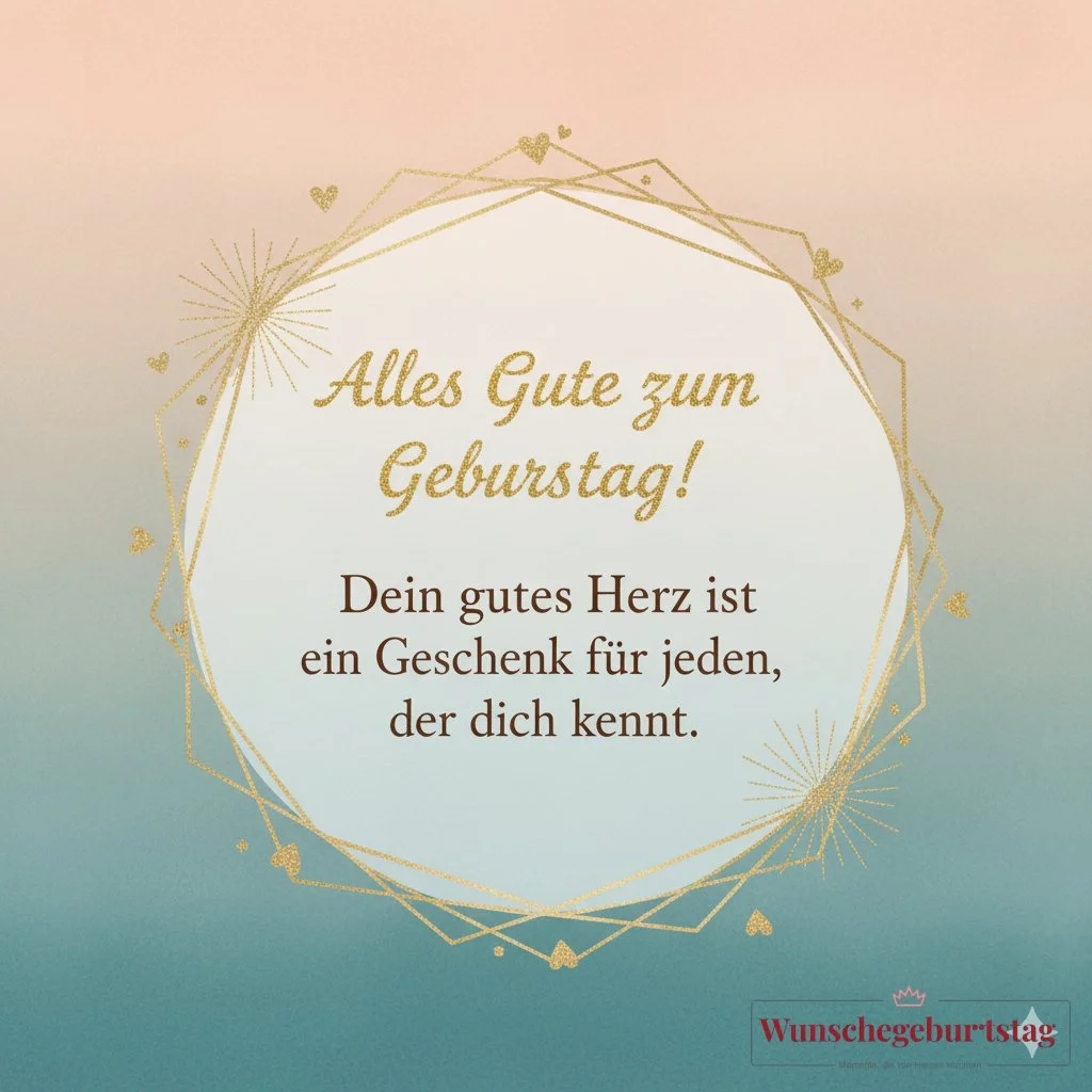 Alles Gute zum Geburtstag! Dein gutes Herz ist ein Geschenk für jeden, der dich kennt.