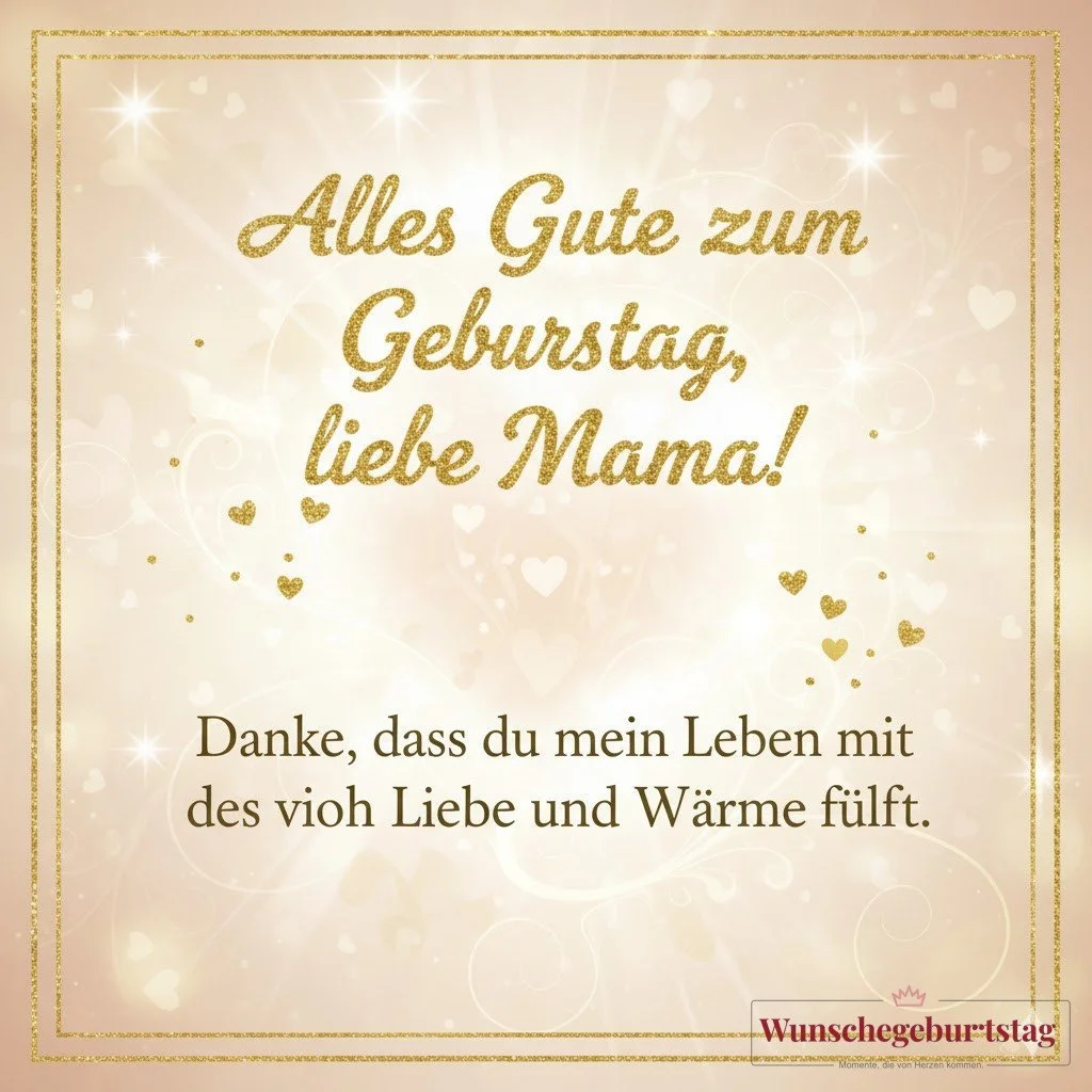 Alles Gute zum Geburtstag, liebe Mama! Danke, dass du mein Leben mit so viel Liebe und Wärme füllst. - Geburtstagswünsche Mutter