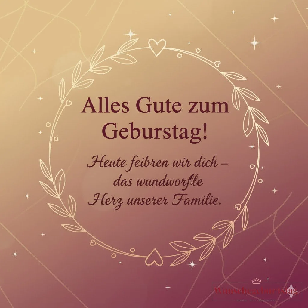 Alles Gute zum Geburtstag! Heute feiern wir dich – das wundervolle Herz unserer Familie. - Geburtstagswünsche Mutter