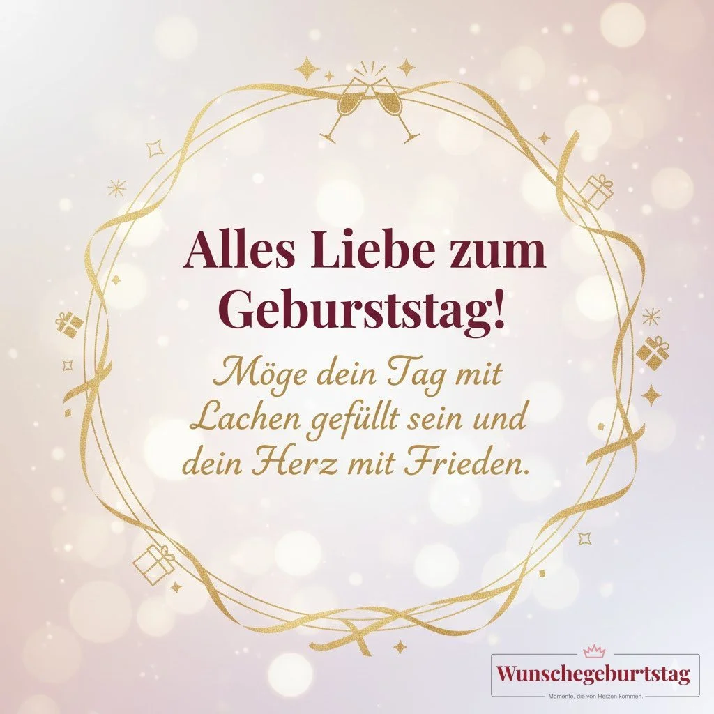 Alles Liebe zum Geburtstag! Möge dein Tag mit Lachen gefüllt sein und dein Herz mit Frieden. - Geburtstagswünsche Mutter