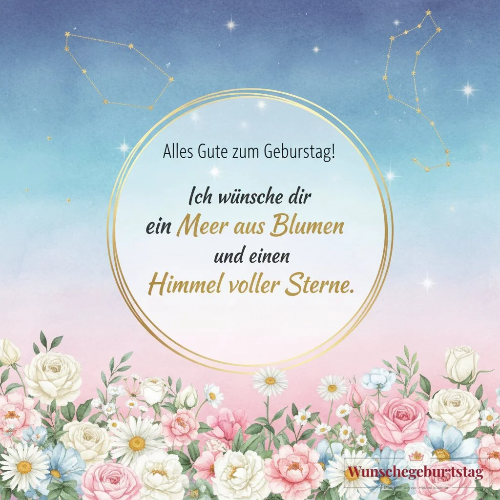 Alles Gute zum Geburtstag! Ich wünsche dir ein Meer aus Blumen und einen Himmel voller Sterne. - Geburtstagswünsche Mutter